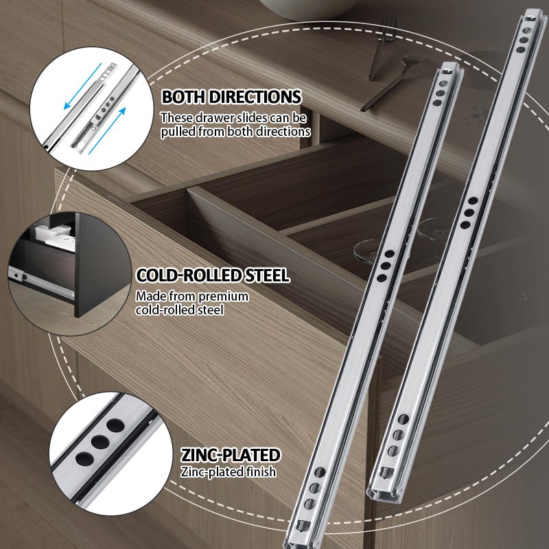Jersvimc 1Pair 12 Inch(310mm) Metal Drawer Slides Drawer Tracks, Ball Bearing Drawer Silde Two Way Heavy Duty Drawer Rails for Cabinet Dresser - Image 3